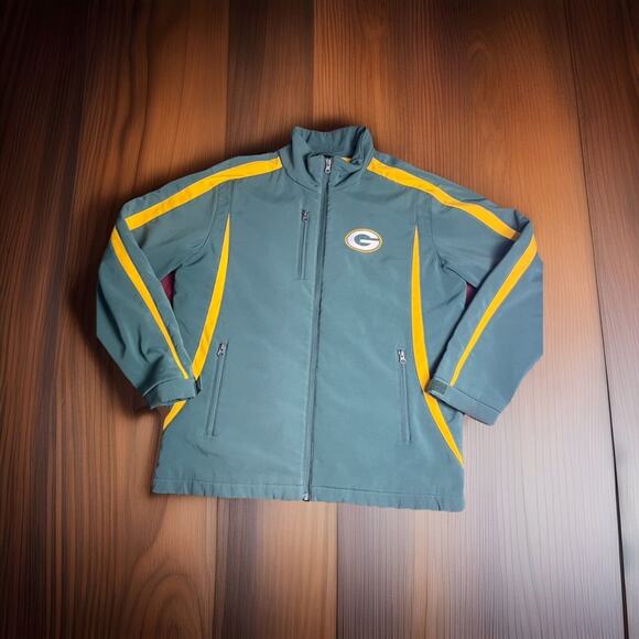 Green Bay Packers Jacket Mens Size M Green NFL Big Logo Full Zip High Neck